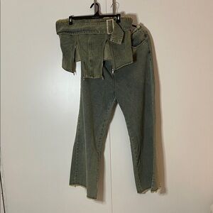 PrettyLittleThing Plus Distressed Green Denim